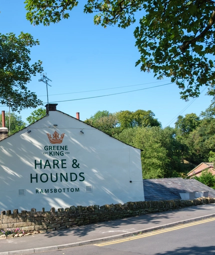 The exterior venue signage at The Hare & Hounds.