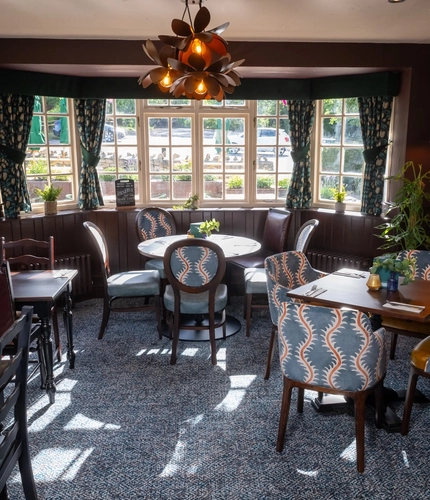 The interior restaurant and seating area at the Apple Tree.
