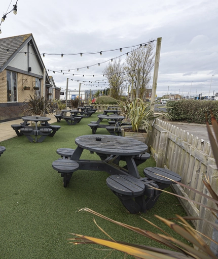 Beer garden outside of a pub