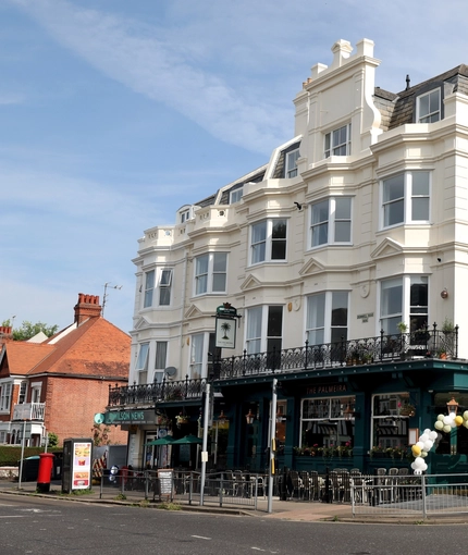 An exterior shot of the facade for The Palmeira in Hove.
