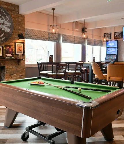 interior seating area with pool table