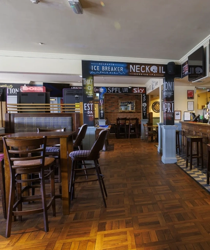 Interior shot of the bar and seating area