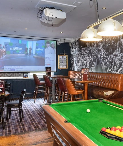 interior seating area with pool table