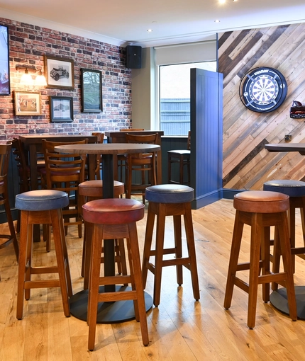 Interior seating area with high stools