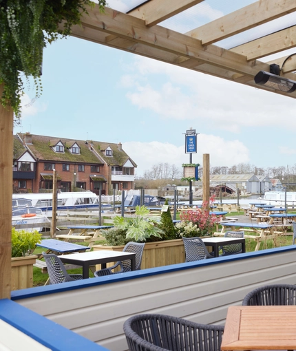 External view of a pub hotel beer garden