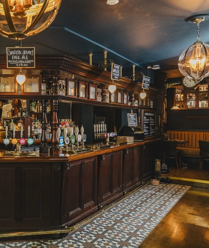 Interior bar shot of the Sherlock Holmes