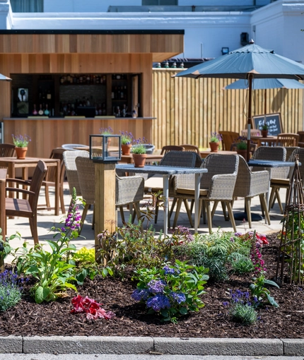 The beer garden at the Wheatsheaf.