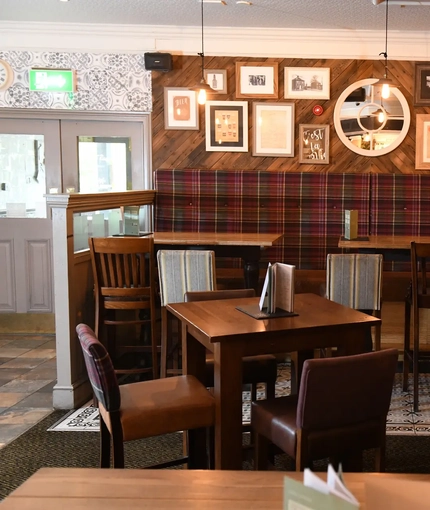 Internal seating area in a pub restaurant