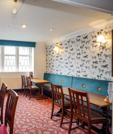 Interior dining area of a pub.