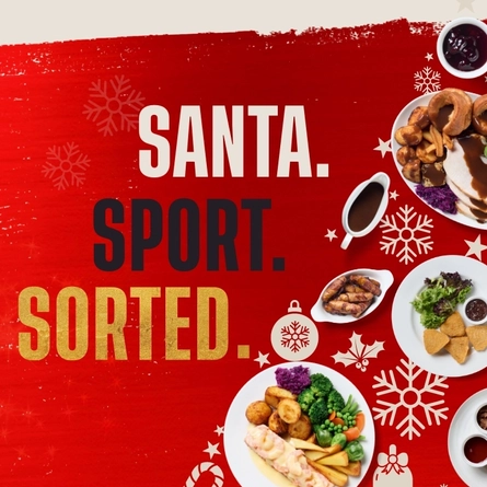 A Christmas banner for the 'Christmas Landing Page' for Flaming Grill venues.