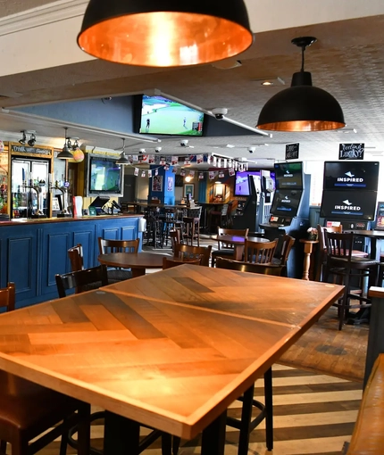 interior seating area and bar
