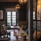 Restaurant with food and drinks on tables