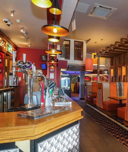 Bar and restaurant area in a pub