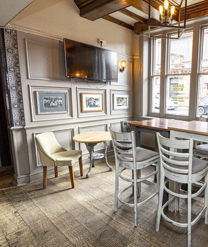 interior seating area and darts board