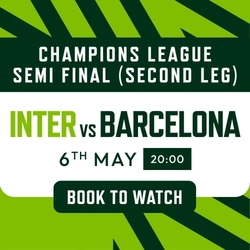 A Banner promoting the Football Champions League Semi Final second leg between  Inter Milan vs Barcelona. 
