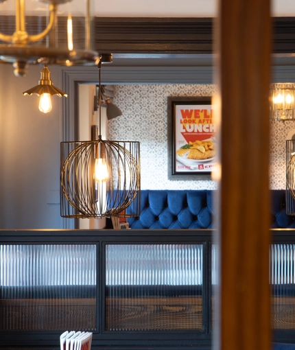The interior decorative lighting at the poachers.