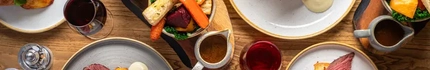 Various food and drink on a table