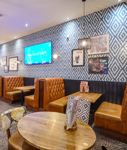 interior seating area of the pub