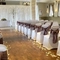 The decorated seating area of the wedding event space at Windmill Farm.