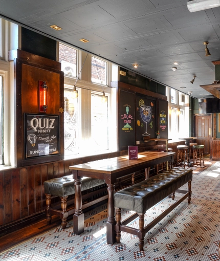 Internal seating area in a pub restaurant