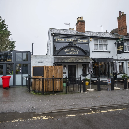 The exterior facade of The James Street Tavern.
