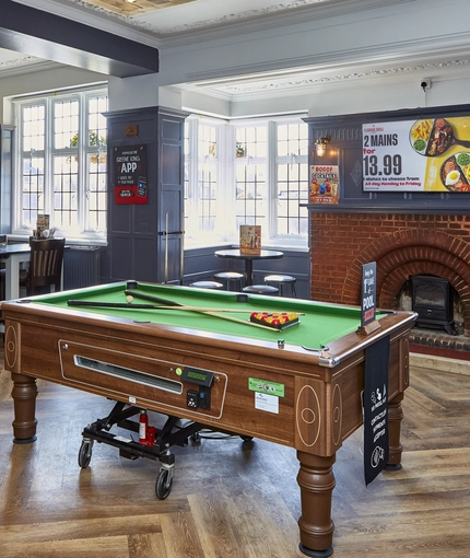 Interior of the pub with pool table