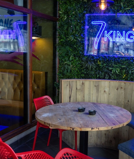 interior restaurant and seating area with decorations