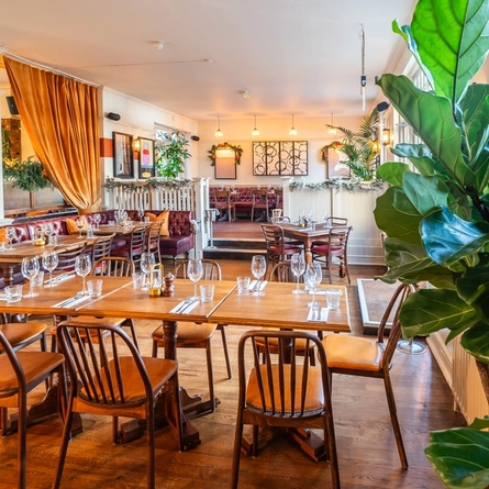 The interior multi level restaurant seating area at The Crabtree.