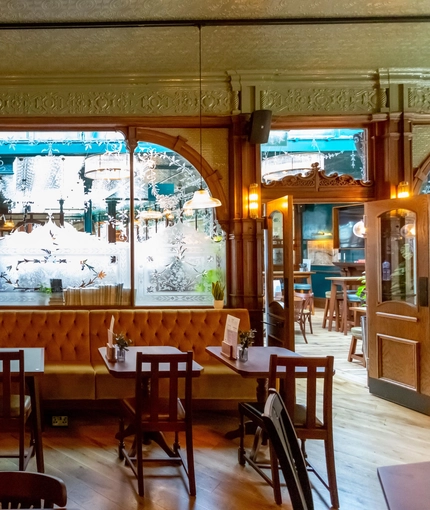 Internal seating area in a pub restaurant