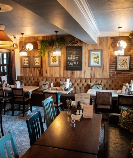 The restaurant area in the Pen & Parchment.