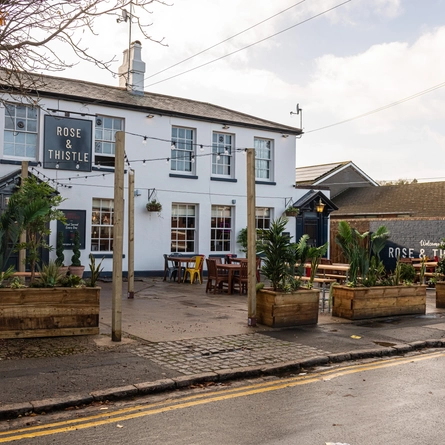 The exterior of the Rose & Thistle.