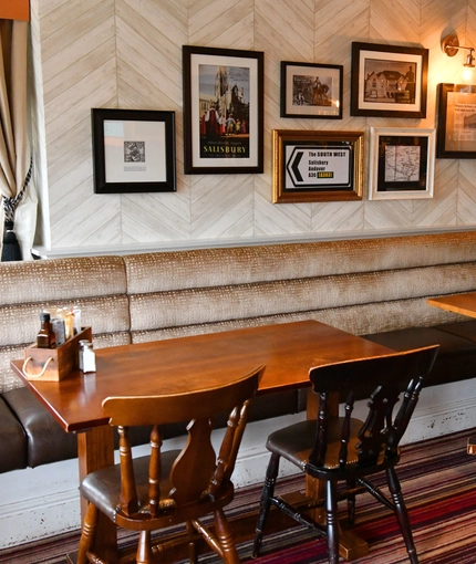 interior of the restaurant and seating area