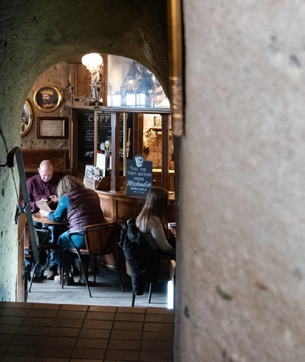 Interior seating at Ye Olde Trip to Jerusalem.