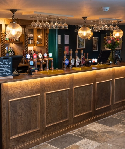 The bar at the Three Horse Shoes.