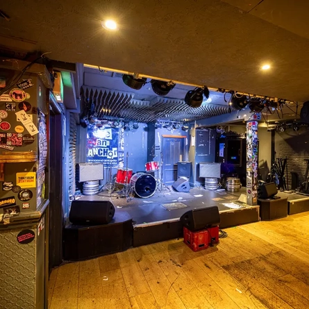 Interior drum kit on stage