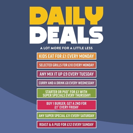 A banner promoting the Daily Deals at Hungry Horse venues.