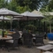The exterior beer garden seating area at The Crown.