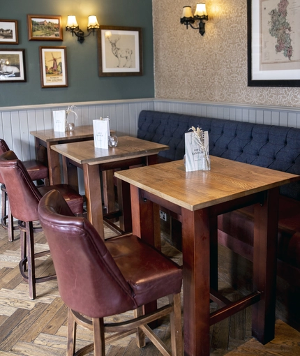 Interior seating area in a pub restaurant