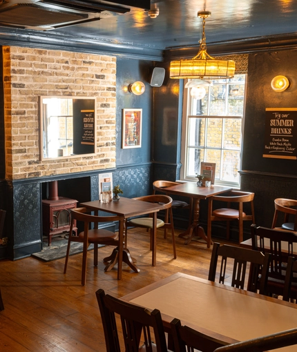 The restaurant area of the Brewmaster.