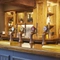 The beer pumps on the bar of The Castle Hotel.