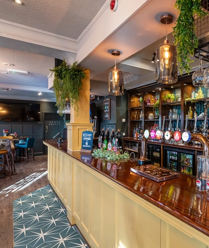 The bar of The Wheatsheaf.