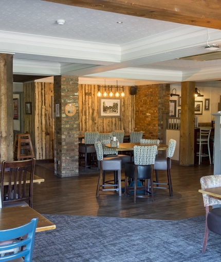 Interior dining area of a pub.