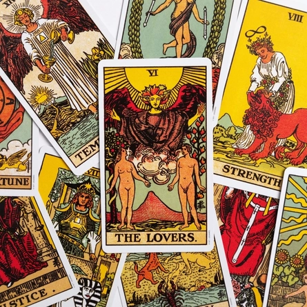 Illustrations of tarot cards.