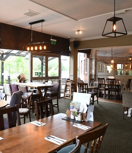 Internal seating area in a pub restaurant