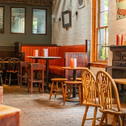 The interior restaurant and seating area at the Ubiquitous Chip.