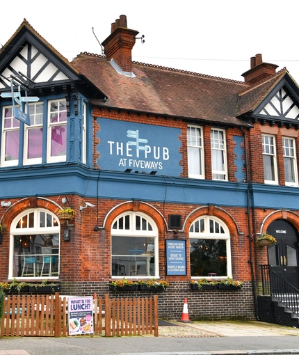 exterior facade and beer garden of the pub