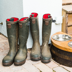 A pair of muddy boots