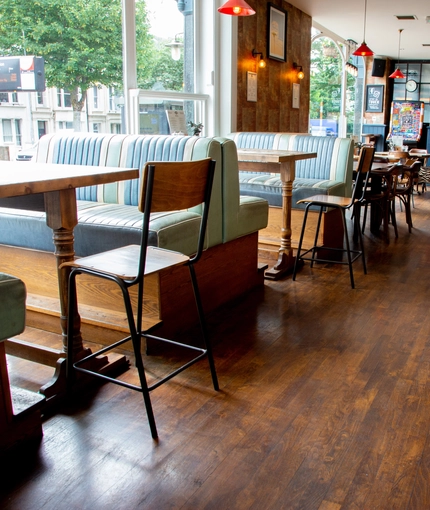 Internal seating area in a pub restaurant