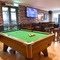 Interior seating area with a pool table