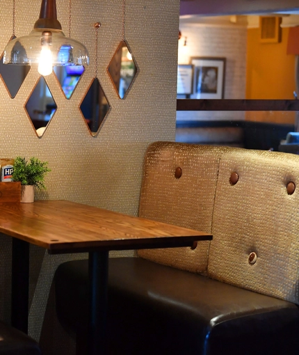 interior of the restaurant and seating area